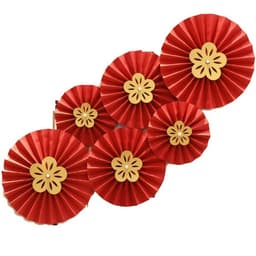 Bộ 6 Quạt Giấy Hoa Mai. Bộ 6 Quạt Giấy Hình Lân. quạt giấy đầu lân trang trí tết, cưới hỏi, decor phòng 2