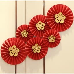 Bộ 6 Quạt Giấy Hoa Mai. Bộ 6 Quạt Giấy Hình Lân. quạt giấy đầu lân trang trí tết, cưới hỏi, decor phòng 4