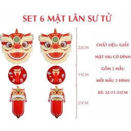 Bộ 6 Quạt Giấy Hoa Mai. Bộ 6 Quạt Giấy Hình Lân. quạt giấy đầu lân trang trí tết, cưới hỏi, decor phòng 3