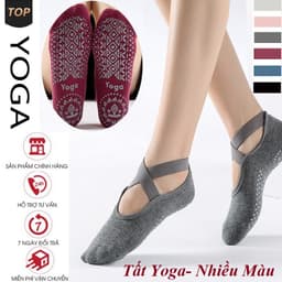 Tất - Vớ Tập Yoga ,barre , pilates gắn hạt silicon Massage chống trơn trượt quai chéo kín ngón (Giá 1 đôi ) 1