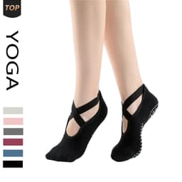 Tất - Vớ Tập Yoga ,barre , pilates gắn hạt silicon Massage chống trơn trượt quai chéo kín ngón (Giá 1 đôi ) 6