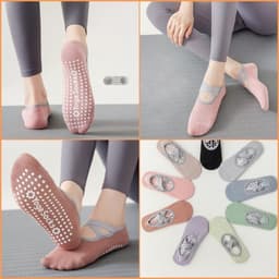 Tất - Vớ Tập Yoga ,barre , pilates gắn hạt silicon Massage chống trơn trượt quai chéo kín ngón (Giá 1 đôi ) 4