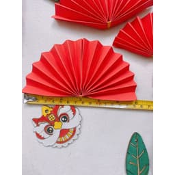 Set 5 quạt giấy màu đỏ size 15cm,20cm ( nửa quạt) Decor 4