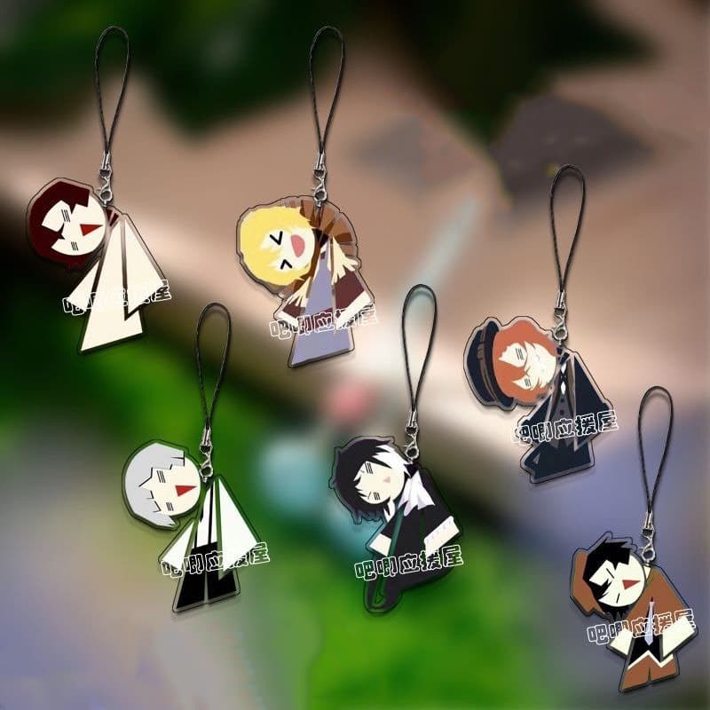 (mua 1 tặng 1) Móc dây treo điện thoại mica Bungou Stray Dogs ver TREO VÔ TRI hình in 2 mặt
