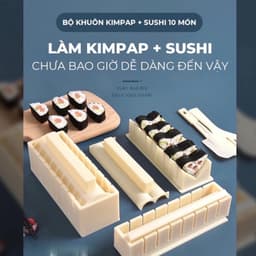 Bộ Khuôn Làm Sushi, Cơm Cuộn ,Kimbap 10 Món Chất Liệu Nhựa PP Thực Phẩm An Toàn, Dụng cụ làm Sushi 3