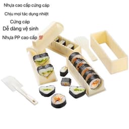 Bộ Khuôn Làm Sushi, Cơm Cuộn ,Kimbap 10 Món Chất Liệu Nhựa PP Thực Phẩm An Toàn, Dụng cụ làm Sushi 5