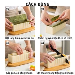 Bộ Khuôn Làm Sushi, Cơm Cuộn ,Kimbap 10 Món Chất Liệu Nhựa PP Thực Phẩm An Toàn, Dụng cụ làm Sushi 8