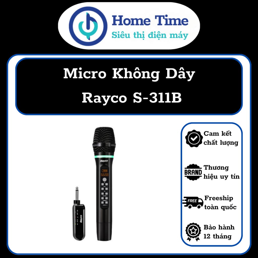 (Phù hợp với tất cả dòng loa và dàn âm thanh) Micro Karaoke Không Dây Đa Năng Rayco S-311B - Hàng chính hãng