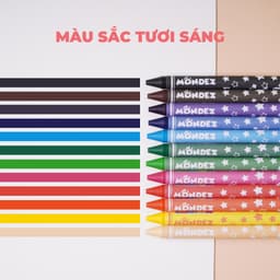 Bút Màu Cho Bé MONDEZ 12/18/24 Màu Tô Đều Và Mịn, Bộ Màu Sáp Bút Màu Tươi Sáng Chất Liệu Bám Giấy Tốt An Toàn M50004/5/6 7