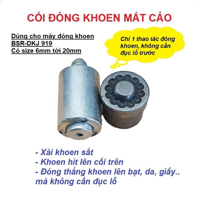 Cối đóng khuy bạt (khoen mắt cáo) Bộ cối khuôn dùng cho máy đóng thủ công Đóng bạt Không cần đục lỗ sẵn