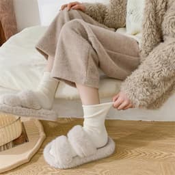 Set 5 Đôi Tất Vớ Cotton Lót Lông Nỉ Giữ Nhiệt Cao Cổ Siêu Ấm Màu Pastel Cho Nữ tcc8 6
