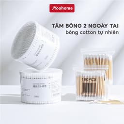 Hộp 500 Tăm Bông Ngoáy Tai Thân Gỗ JYoohome Tăm Bông Hai Đầu Dùng Cho Trẻ Em Người Lớn Tiện Lợi 1