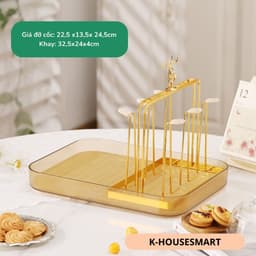 Khay úp cốc ,khay nhựa để bộ bình cốc có ngăn ráo nước kèm giá úp cốc đầu hươu 6