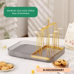 Khay úp cốc ,khay nhựa để bộ bình cốc có ngăn ráo nước kèm giá úp cốc đầu hươu 7