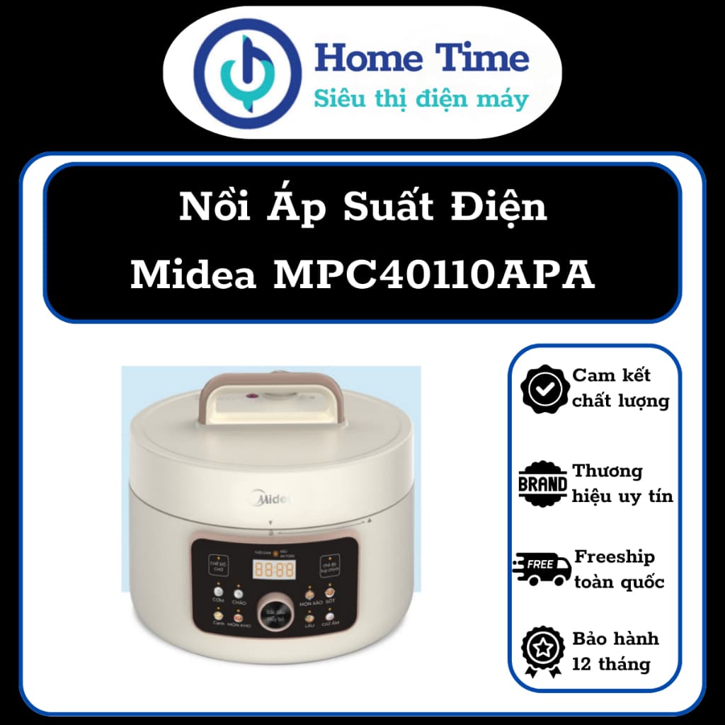 (GIÁ XẢ) Nồi Áp Suất Điện Đa Năng Midea MPC40110APA - Dung Tích 4L, 1000W, Tích Hợp Đa Chức Năng, Hẹn Giờ, Khóa An Toàn