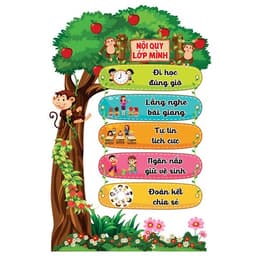 (Có sẵn) Tranh NỘI QUY LỚP HỌC cây sắc màu NQ20 1