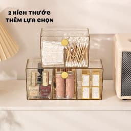 Hộp Đựng Bông Tẩy Trang, Hộp Đựng Phụ Kiện, Tăm Bông Có Chia Ngăn, Nắp Đậy Chống Bụi R006 2