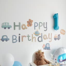 Phụ kiện trang trí sinh nhật tone xanh dương baby đáng yêu 3