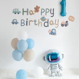 Phụ kiện trang trí sinh nhật tone xanh dương baby đáng yêu 1