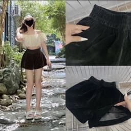 Quần Short Nữ Chất Nhung Mịn Cạp Cao Hack Dáng- Đùi Nhung Phồng siêu đẹp m020 1
