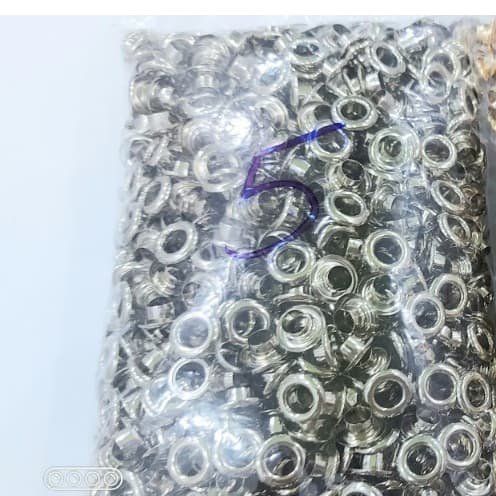 [SỈ] Khoen ore 5mm Khoen mắt cáo 5 ly Bằng INOX không gỉ Màu bạc sáng bóng Bịch lớn 1000 cái Mắt cáo bấm vải Phụ liệu
