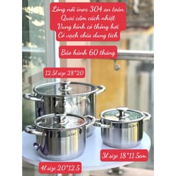 Bộ nồi inox bộ nồi 3 món Gume GMP19 size 18 20 28cm đáy từ cao cấp đáy 5 lớp bảo hành 5 năm 2