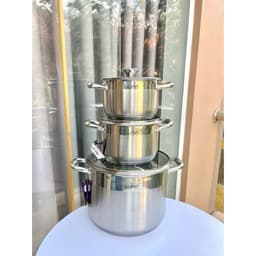 Bộ nồi inox bộ nồi 3 món Gume GMP19 size 18 20 28cm đáy từ cao cấp đáy 5 lớp bảo hành 5 năm 6