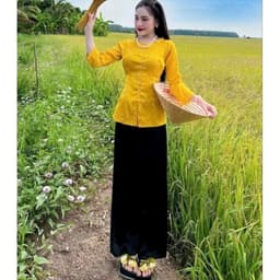 Set bộ bà ba nữ Tết gấm cổ tròn đủ màu đủ size - MAY SỈ BÀ BA THEO YÊU CẦU 6