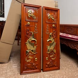 Tranh gỗ hương treo tường Lý Ngư Vọng Nguyệt 2