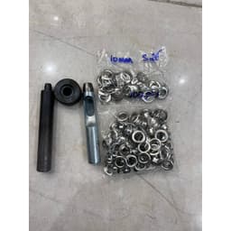 Bộ đục khuy bạt 3 MÓN (TÁN CUỐN)+100 khoen mắt cáo(sắt, màu ngẫu nhiên) Dụng cụ đóng khoen bạt,túi giấy (không đóng vải) 6
