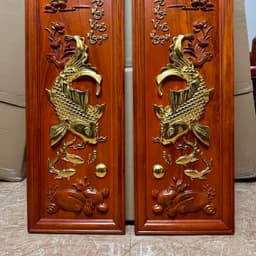 Tranh gỗ hương treo tường Lý Ngư Vọng Nguyệt 6