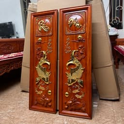Tranh gỗ hương treo tường Lý Ngư Vọng Nguyệt 5