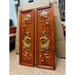 Tranh gỗ hương treo tường Lý Ngư Vọng Nguyệt 7