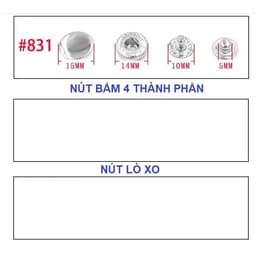 Dụng cụ đóng nút bóp (nút lò xo) Mã nút 831 Size 15mm (nút bấm 4 thành phần) gồm 2 cây tán 2