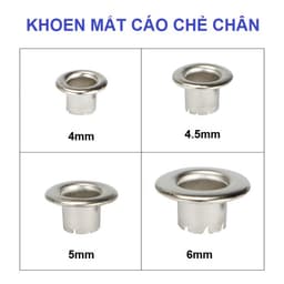 Khoen ore mắt cáo CHẺ CHÂN bằng SẮT Size 4mm,4.5mm,5mm,6mm Dùng cho kìm bấm bạt,túi giấy Túi 100 cái Không Có long đền 1