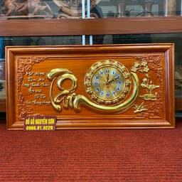 Tranh đồng hồ treo tường gỗ hương mẫu chữ tâm 2