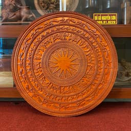 Tranh trống đồng treo tường gỗ hương 2