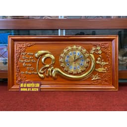 Tranh đồng hồ treo tường gỗ hương mẫu chữ tâm 1