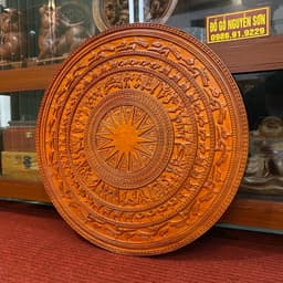 Tranh trống đồng treo tường gỗ hương 5