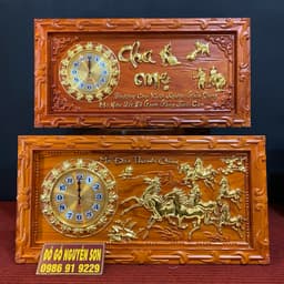 Tranh đồng hồ treo tường gỗ hương 2