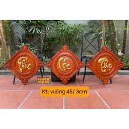 Bộ tranh chữ phúc lộc thọ gỗ hương đỏ -vuông 45cm 1