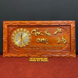 Tranh đồng hồ treo tường gỗ hương 4