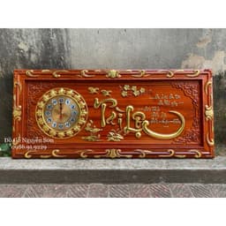 Tranh đồng hồ treo tường gỗ hương 9