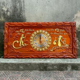 Tranh đồng hồ treo tường gỗ hương 6