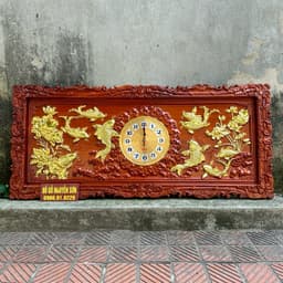 Tranh đồng hồ treo tường gỗ hương 8