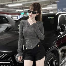 Áo Thun ĐÍnh Đá Tay Dài Bigsize LIMO Áo Thun Nữ Form Ôm Body Đẹp Dễ Thương Áo Thun Kim Tuyến Đá Đẹp Dễ Thương MS009 2