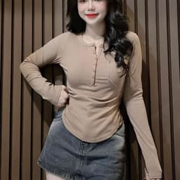 Áo Thun Nữ Bigsize 45-85kg Tay Dài Có Nút Ôm Body Trễ Vai Dễ Thương Babytee LIMO MS010 5