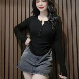 Áo Thun Nữ Bigsize 45-85kg Tay Dài Có Nút Ôm Body Trễ Vai Dễ Thương Babytee LIMO MS010 3