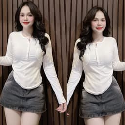 Áo Thun Nữ Bigsize 45-85kg Tay Dài Có Nút Ôm Body Trễ Vai Dễ Thương Babytee LIMO MS010 2