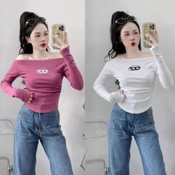 Áo Thun Nữ Bigsize 45-85kg Tay Dài Có Nút Ôm Body Trễ Vai Dễ Thương Babytee LIMO MS010 7